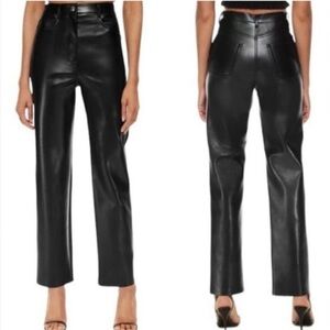 Aritzia Wilfred Melina Faux Leather Super High Rise Straight Leg Pants 6 Black